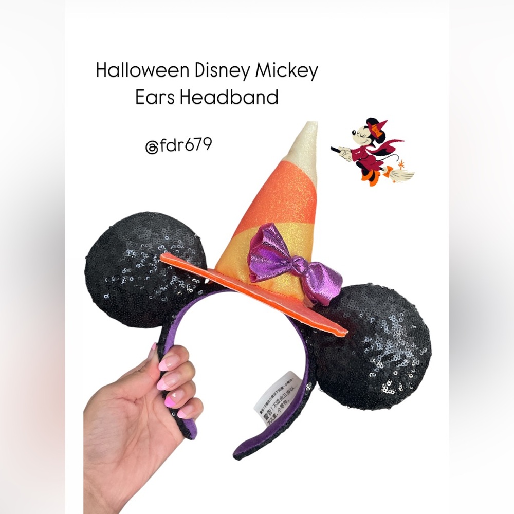 Disney Mickey Ears Headband with Sequin Black and Orange Hat